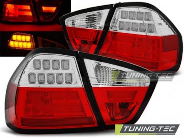 LED Lightbar Rückleuchten passend für BMW E90 Limo Bj. 05-08 Rot/Chrom