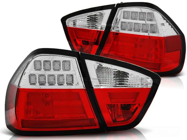LED Lightbar Rückleuchten passend für BMW E90 Limo Bj. 05-08 Rot/Chrom