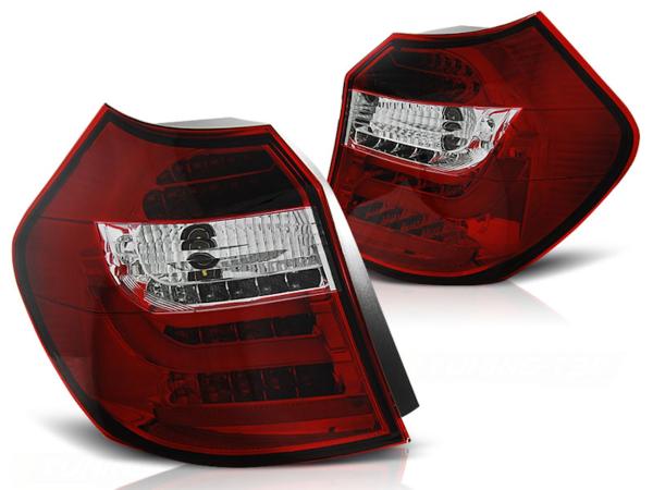 LED Lightbar Rückleuchten passend für BMW E87 Bj. 04-07 Rot/Chrom