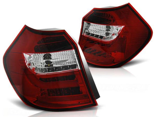 LED Lightbar Rückleuchten passend für BMW E87 Bj. 04-07 Rot/Chrom