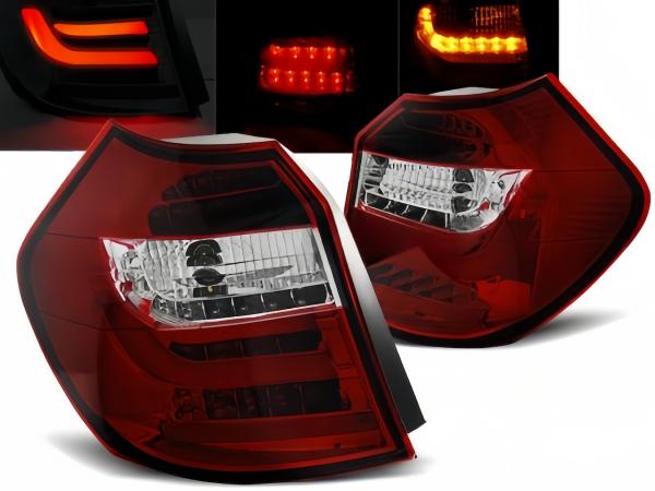 LED Lightbar Rückleuchten passend für BMW E81/E87 LCI Bj. 07-11 Rot/Chrom