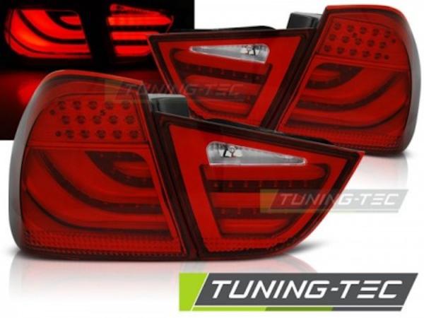 LED Lightbar Rückleuchten passend für BMW E90 LCI Limo Bj. 08-12 Rot/Chrom