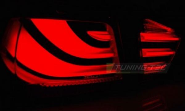 LED Lightbar Rückleuchten passend für BMW E90 LCI Limo Bj. 08-12 Rot/Chrom