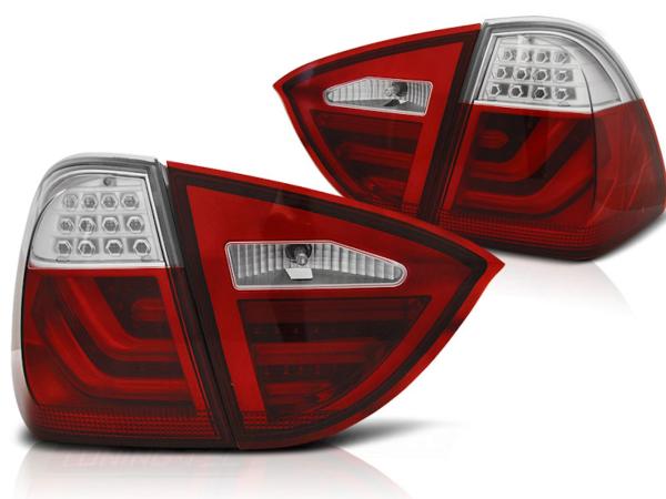 LED Lightbar Rückleuchten passend für BMW E91 Touring Bj. 05-08 Rot/Chrom