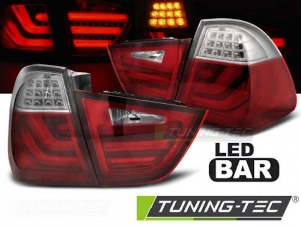 LED Lightbar Rückleuchten passend für BMW E91 LCI Touring Bj. 08-12 Rot/Chrom