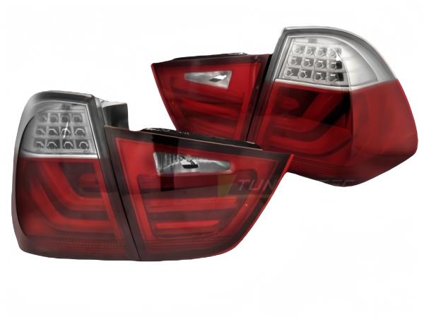 LED Lightbar Rückleuchten passend für BMW E91 LCI Touring Bj. 08-12 Rot/Chrom