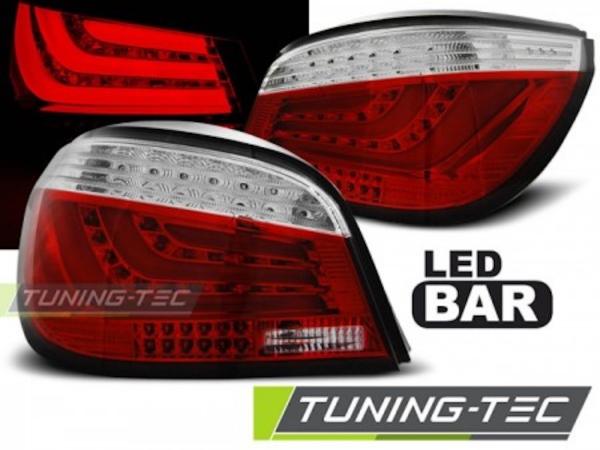 LED Lightbar Rückleuchten passend für BMW E60 LCI Limo Bj. 07-10 Rot/Chrom
