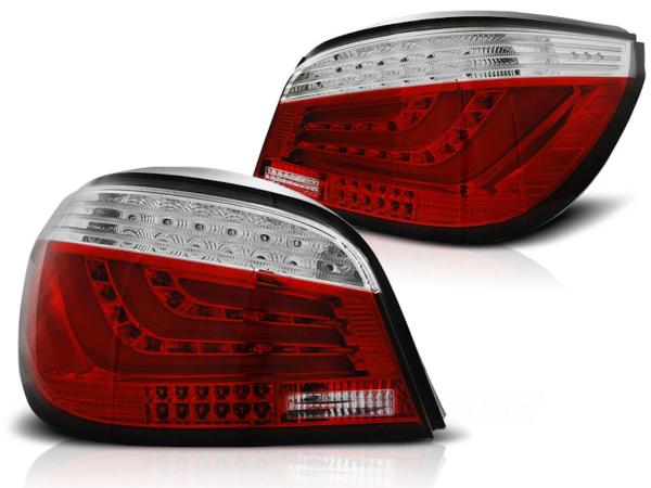 LED Lightbar Rückleuchten passend für BMW E60 LCI Limo Bj. 07-10 Rot/Chrom