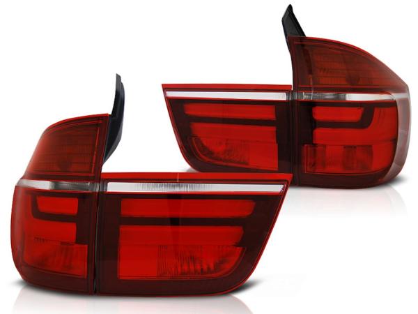 LED Lightbar Rückleuchten passend für BMW X5 E70 Bj. 07-10 Rot/Chrom