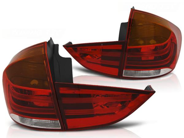 LED Lightbar Rückleuchten passend für BMW X1 E84 Bj. 09-12 Rot/Chrom