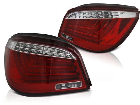 LED Lightbar Rückleuchten passend für BMW E60 Limo Bj. 03-07 Rot/Chrom