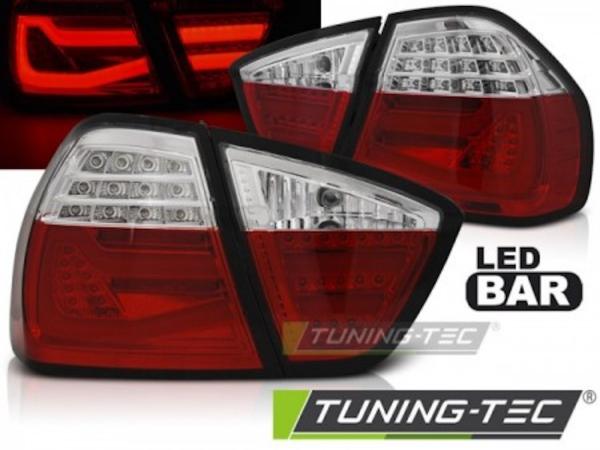 LED Lightbar Rückleuchten passend für BMW E90 Limo Bj. 05-08 Rot/Chrom