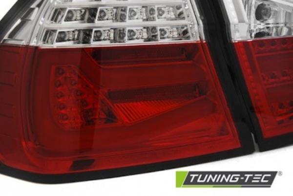 LED Lightbar Rückleuchten passend für BMW E90 Limo Bj. 05-08 Rot/Chrom