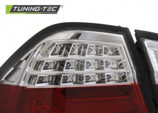 LED Lightbar Rückleuchten passend für BMW E90 Limo Bj. 05-08 Rot/Chrom