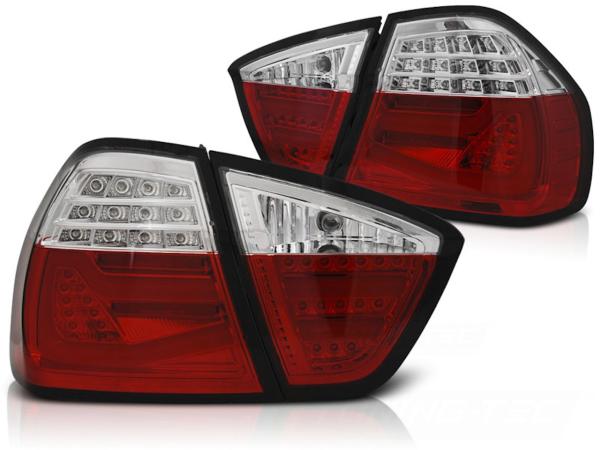 LED Lightbar Rückleuchten passend für BMW E90 Limo Bj. 05-08 Rot/Chrom
