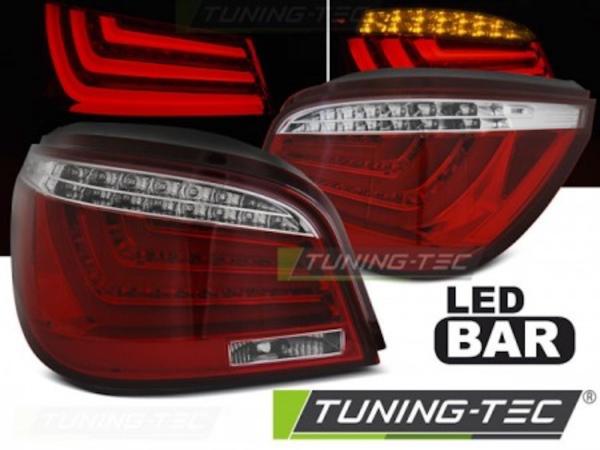 LED Lightbar Rückleuchten passend für BMW E60 LCI Limo Bj. 07-10 Rot/Chrom