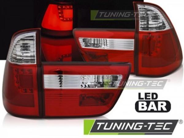 LED Lightbar Rückleuchten passend für BMW X5 E53 Bj. 99-03 Rot/Chrom