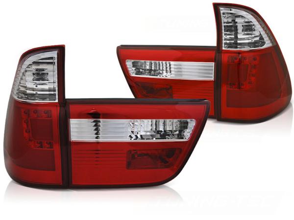 LED Lightbar Rückleuchten passend für BMW X5 E53 Bj. 99-03 Rot/Chrom