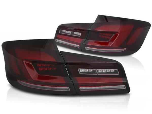 Voll LED Lightbar Rückleuchten passend für BMW F10 Limo Bj. 10-16 Rot/Smoke