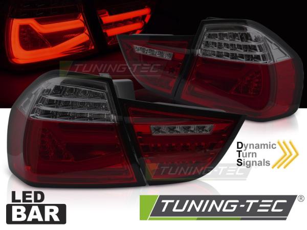 Voll LED Lightbar Rückleuchten passend für BMW E90 LCI Limo Bj. 08-12 Rot/Smoke