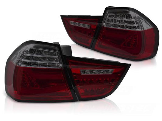 Voll LED Lightbar Rückleuchten passend für BMW E90 LCI Limo Bj. 08-12 Rot/Smoke