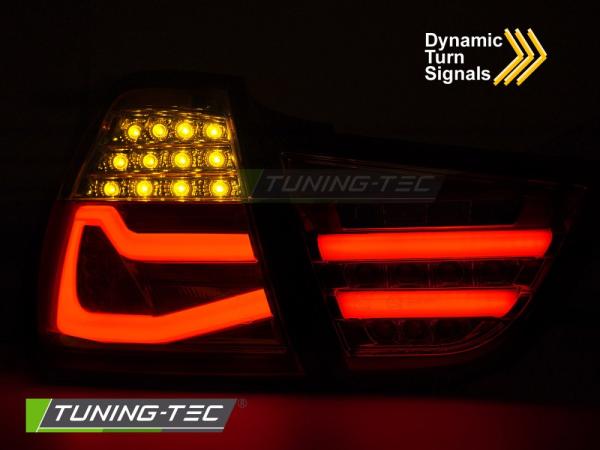 VOLL LED Lightbar Design Rückleuchten passend für BMW 3er E90 LCI Limousine 09-11 schwarz/rauch mit dynamischen Blinker