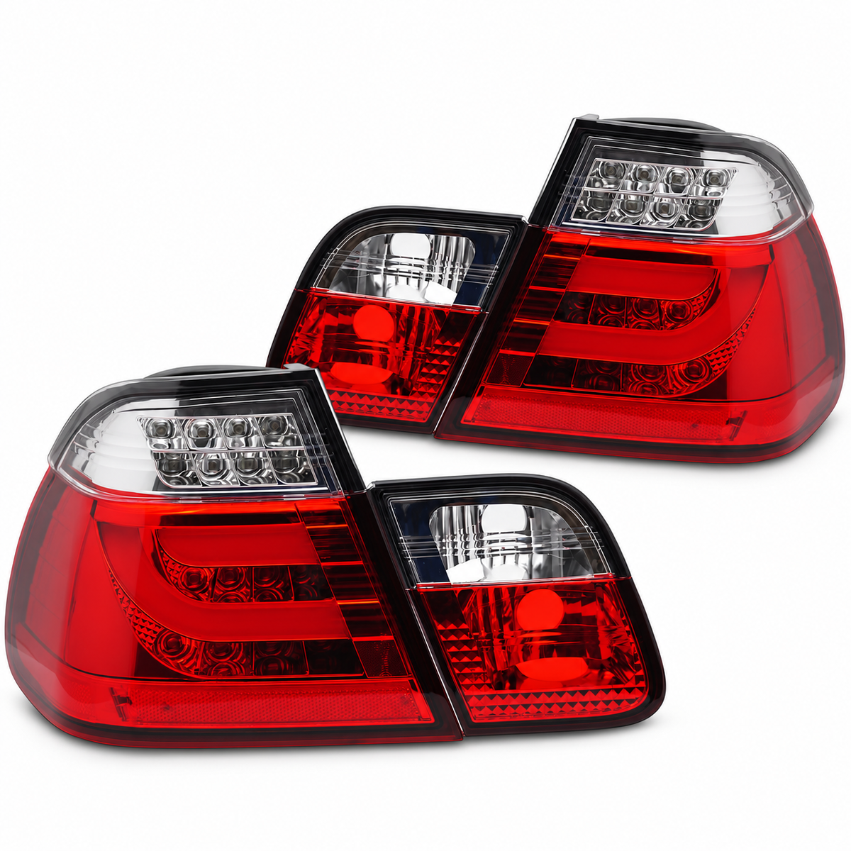 LED Rückleuchten passend für BMW E46 1998–2001 Limousine Rot/Weiß