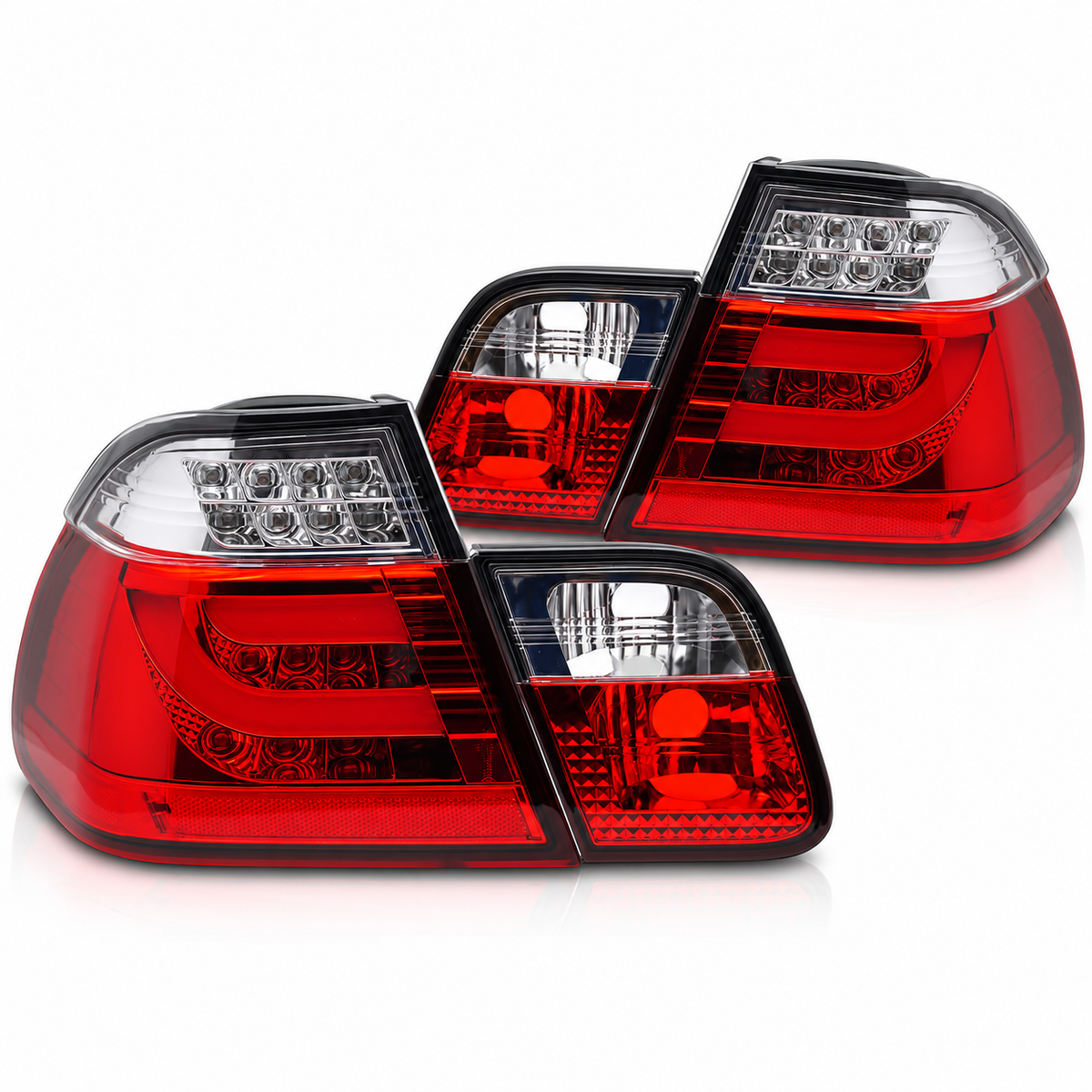 LED Rückleuchten passend für BMW E46 2001–2005 Limousine Rot/Weiß