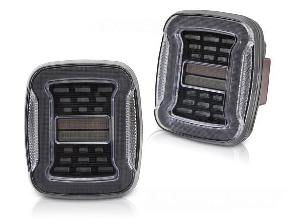 VOLL LED Upgrade Design Rückleuchten Set passend für Chrysler Jeep Wrangler YJ 91-96 / TJ 96-06 schwarz/weiß dynamisch