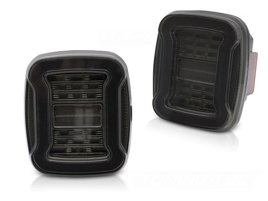 VOLL LED Upgrade Design Rückleuchten Set passend für Chrysler Jeep Wrangler YJ 91-96 / TJ 96-06 schwarz/rauch dynamisch