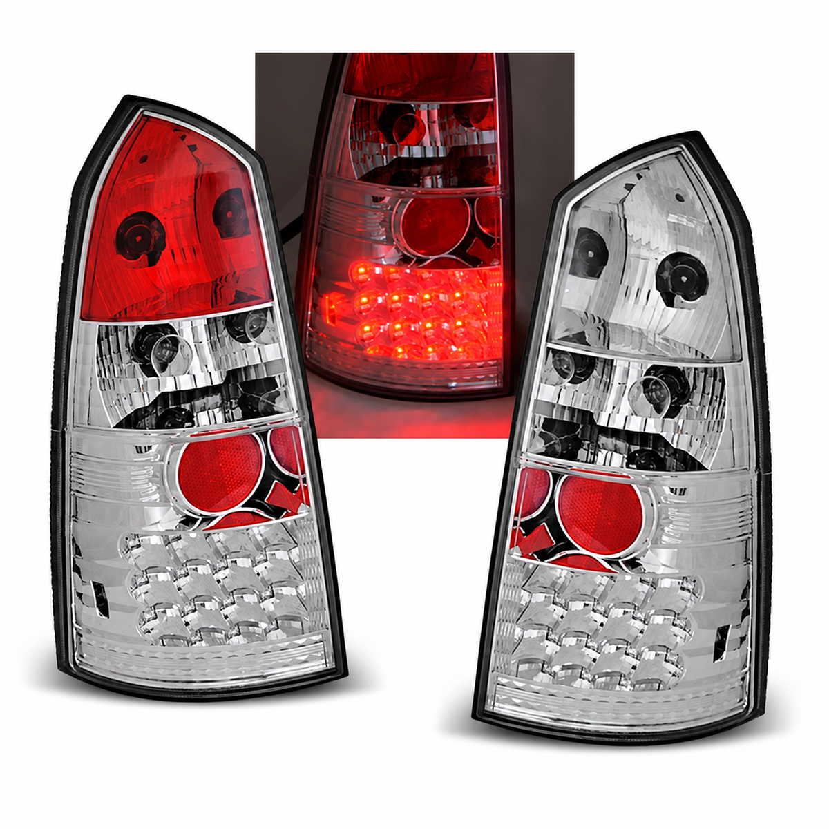 LED Rückleuchten passend für Ford Focus MK1 10/1998–10/2004 Kombi Chrom