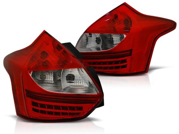 LED Lightbar Rückleuchten passend für Ford Focus MK3 Bj. 11-14 Rot/Chrom