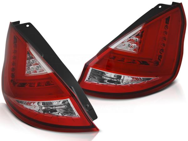 LED Lightbar Rückleuchten passend für Ford Fiesta MK7 Bj. 08-12 Rot/Chrom