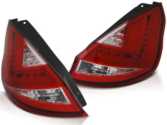 LED Lightbar Rückleuchten passend für Ford Fiesta MK7 Bj. 13-17 Rot/Chrom