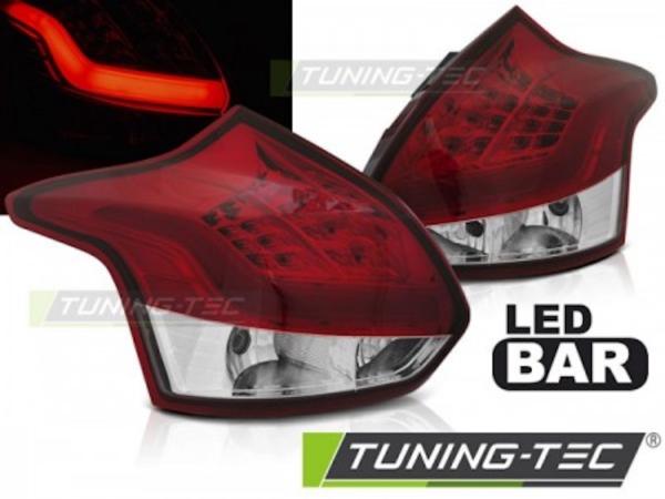 LED Lightbar Rückleuchten passend für Ford Focus MK3 Bj. 11-14 Rot/Chrom
