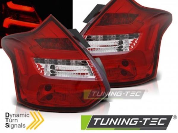 LED Lightbar Rückleuchten passend für Ford Focus MK3 Bj. 11-14 Rot/Chrom