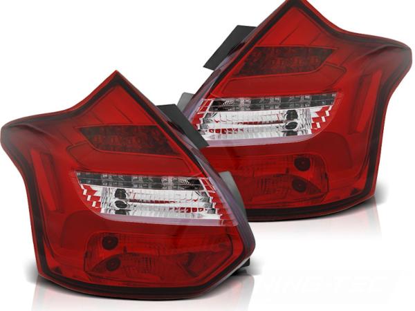 LED Lightbar Rückleuchten passend für Ford Focus MK3 Bj. 11-14 Rot/Chrom
