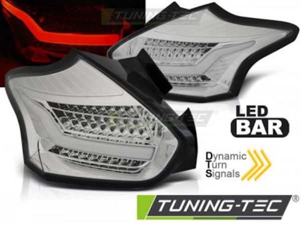 LED Lightbar Rückleuchten passend für Ford Focus MK3 Bj. 15-18 Chrom dynamischer Blinker