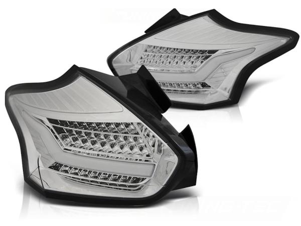 LED Lightbar Rückleuchten passend für Ford Focus MK3 Bj. 15-18 Chrom dynamischer Blinker