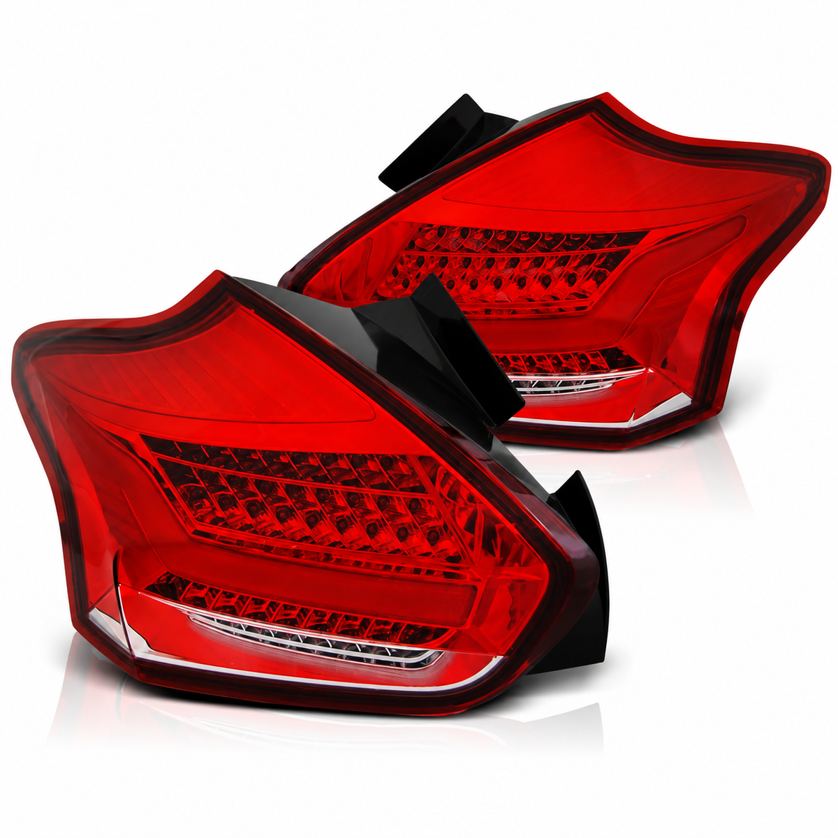 LED Rückleuchten passend für Ford Focus 3 2015–2018 Schrägheck Rot/Weiß dynamisch