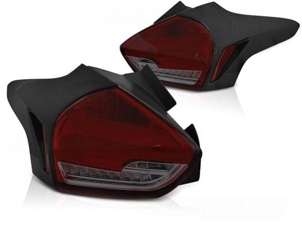 LED Lightbar Rückleuchten passend für Ford Focus MK3 15-18 Rot/Smoke dynamischer Blinker