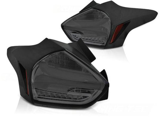 LED Lightbar Rückleuchten passend für Ford Focus MK3 Bj. 15-18 Smoke dynamischer Blinker