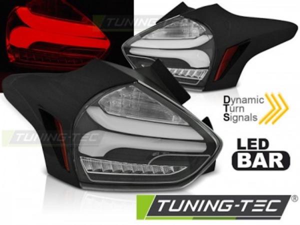 LED Lightbar Rückleuchten passend für Ford Focus MK3 15-18 Schwarz dynamischer Blinker