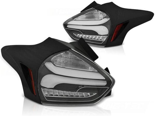 LED Lightbar Rückleuchten passend für Ford Focus MK3 15-18 Schwarz dynamischer Blinker