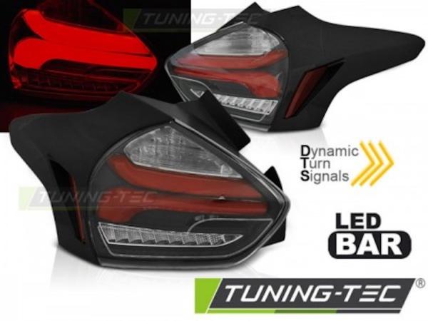 LED Lightbar Rückleuchten passend für Ford Focus MK3 15- Schwarz/Rot dynamischer Blinker