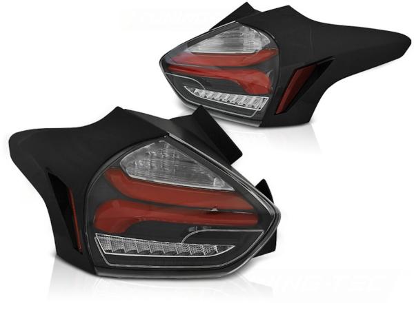 LED Lightbar Rückleuchten passend für Ford Focus MK3 15- Schwarz/Rot dynamischer Blinker