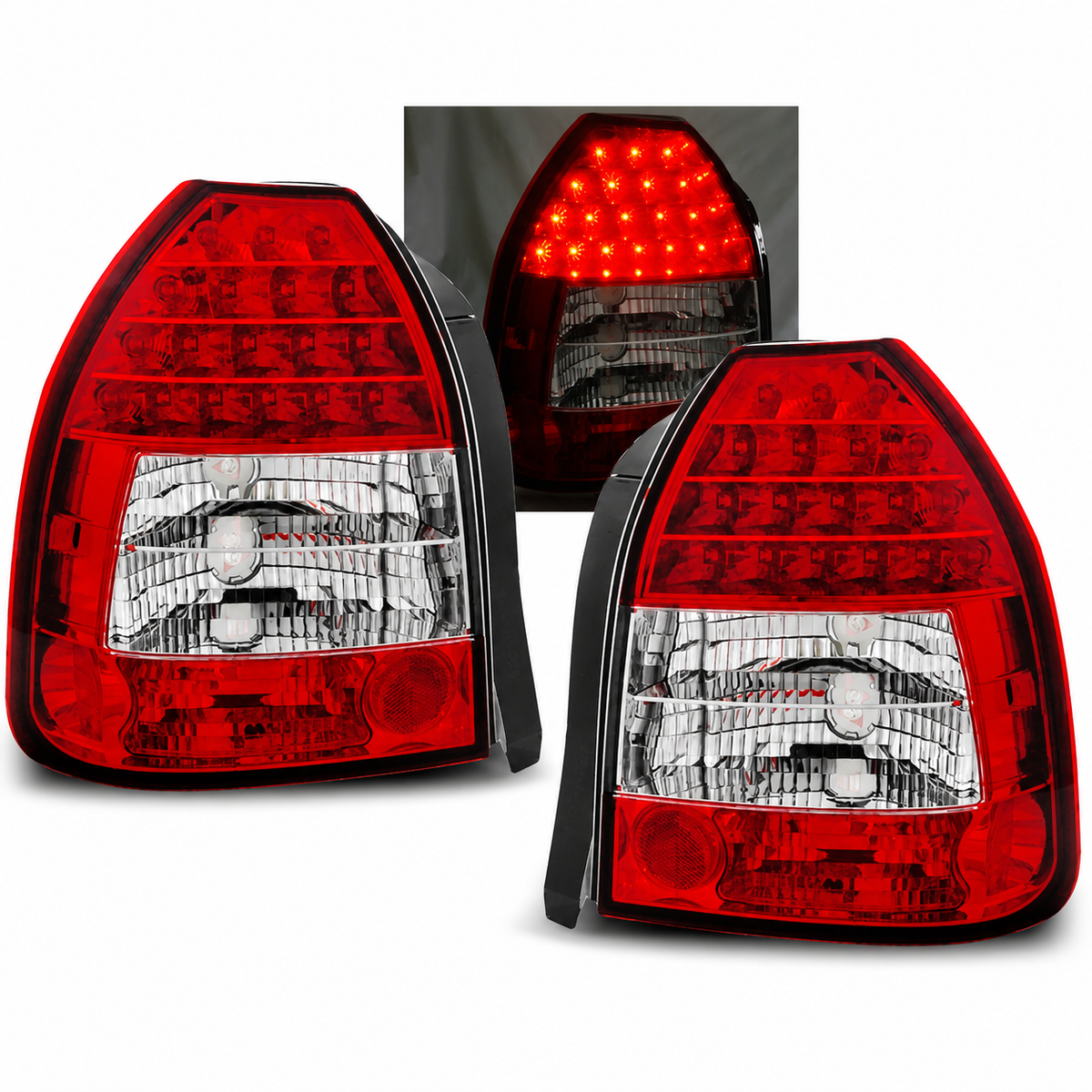 LED Rückleuchten passend für Honda Civic 09/1995–02/2001 3-Türer Rot/Weiß