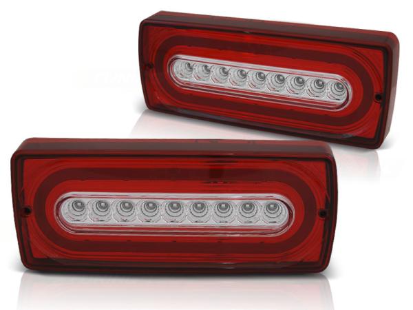 LED Lightbar Rückleuchten passend für Mercedes G-Klasse W463 90-12 Rot/Chrom