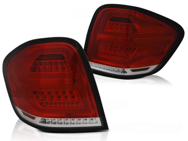Voll LED Lightbar Rückleuchten passend für Mercedes M-Klasse ML W164 Bj. 08-11 Rot/Chrom