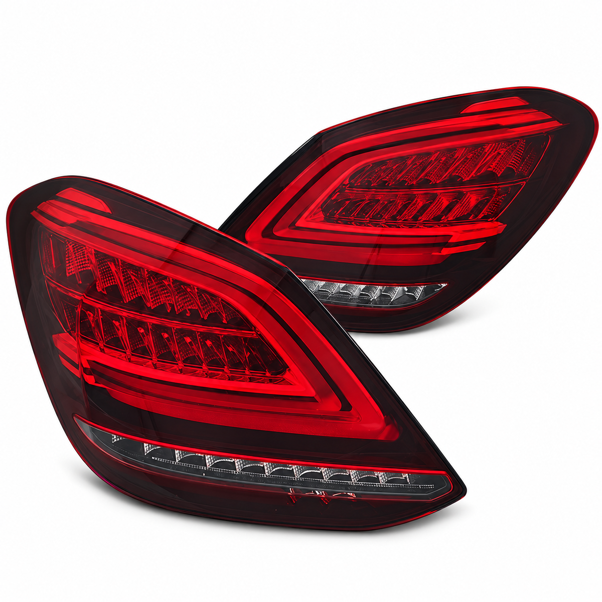 LED Rückleuchten passend für Mercedes-Benz C-Klasse W205 2014–2018 Rot/Weiß dynamisch